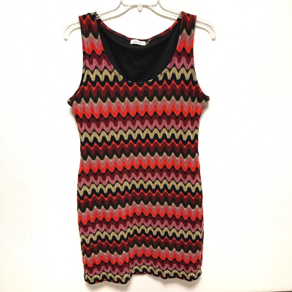 Calvin Klein Knit Wave Pattern Tank Dress 16